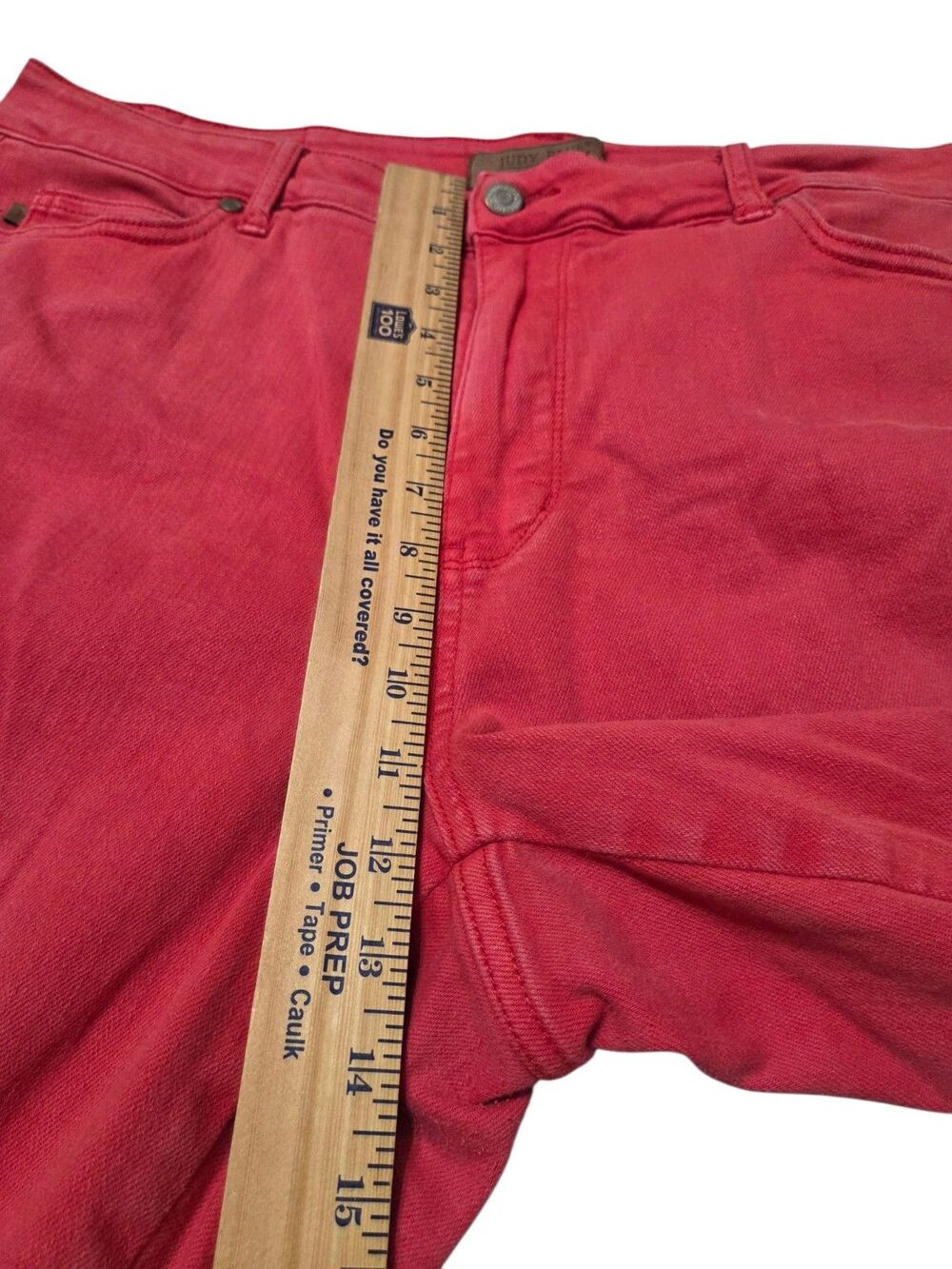 Judy Blue Wide Leg Cropped Jeans Red Garment Dyed Raw Hem High Rise 20W F14.1 - Picture 4 of 10